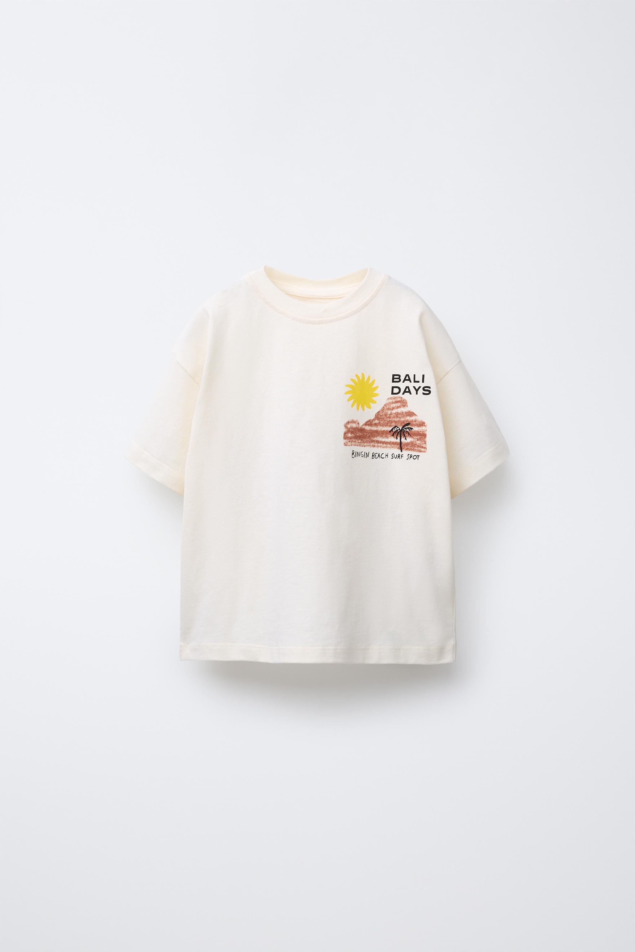 BEACH PRINT T-SHIRT - Oyster-white | ZARA Canada