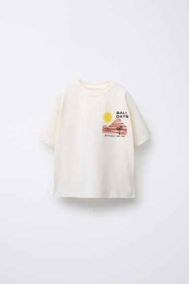 CAMISETA ESTAMPADA PLAYA - Blanco roto de Zara - Imagen 0