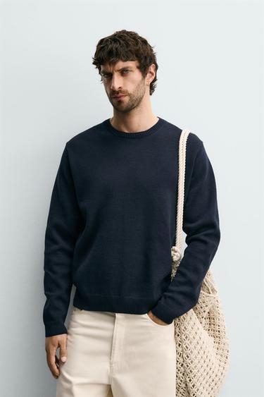 JERSEY ESTRUCTURA ALGODÓN - Marino de Zara