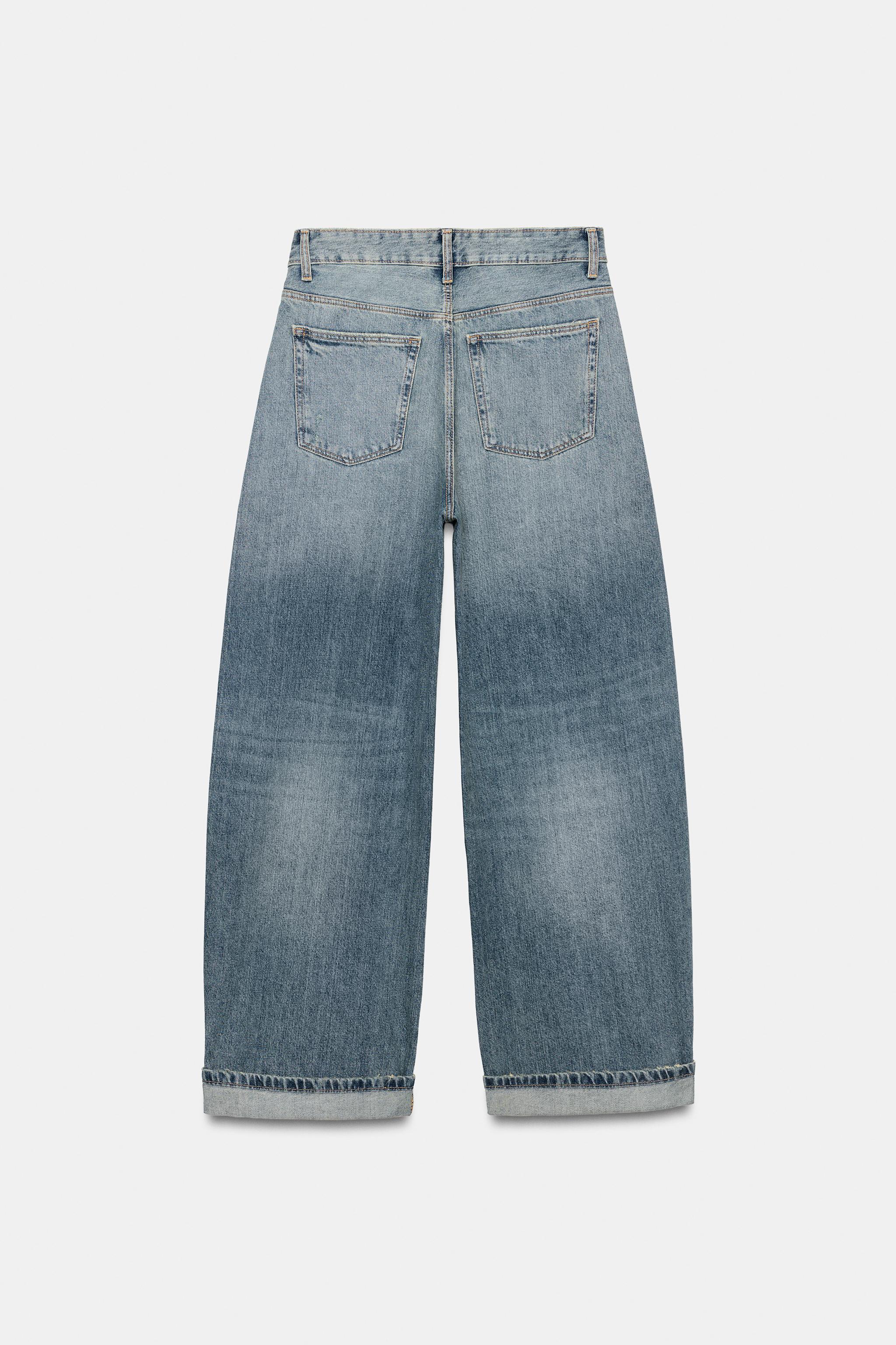 TRF MID-RISE BAGGY FOLDED JEANS