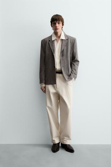 TEXTURED SUIT BLAZER - Light brown by Zara