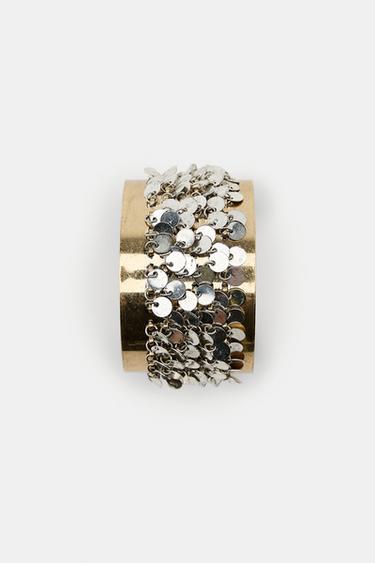 RIGID CONTRAST SEQUIN BRACELET - Gold / Silver by Zara