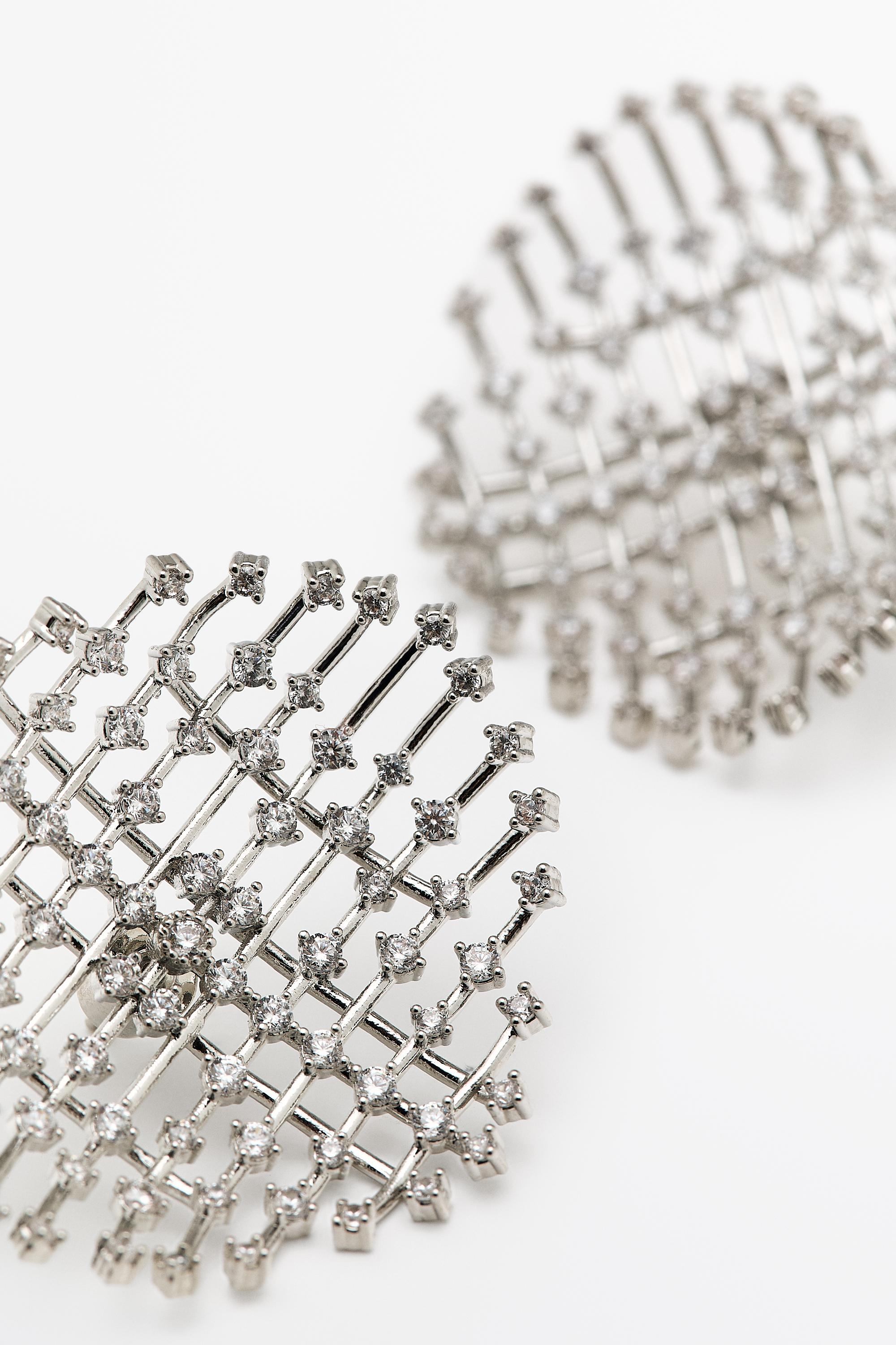 Geometric rhinestone hoop earrings
