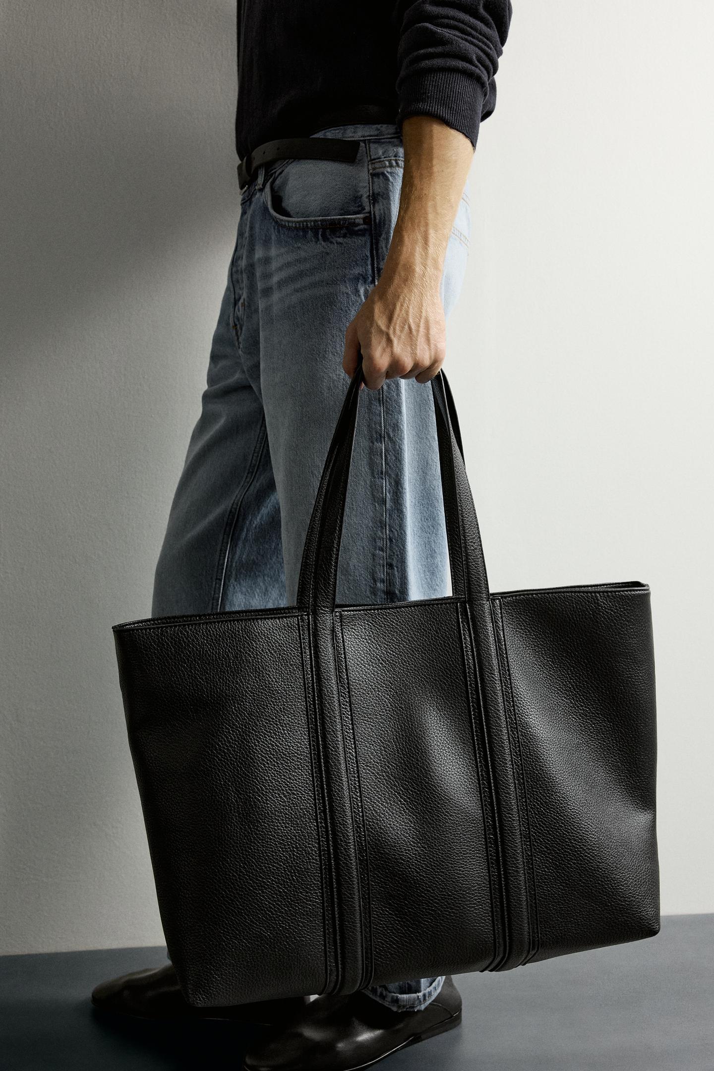 Мужская сумка Zara XL Shopper, цвет: Чёрный — фото 3