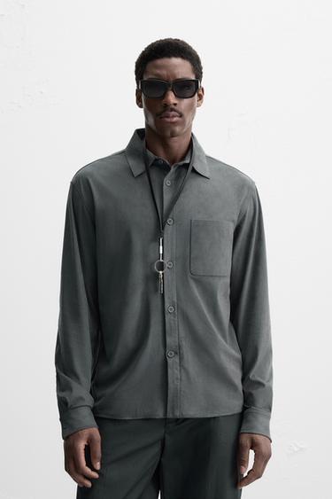 LEICHTES OVERSHIRT IN WILDLEDEROPTIK - Grau von Zara