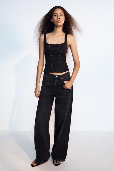 TOP CORSETERO BOTONES - Negro de Zara