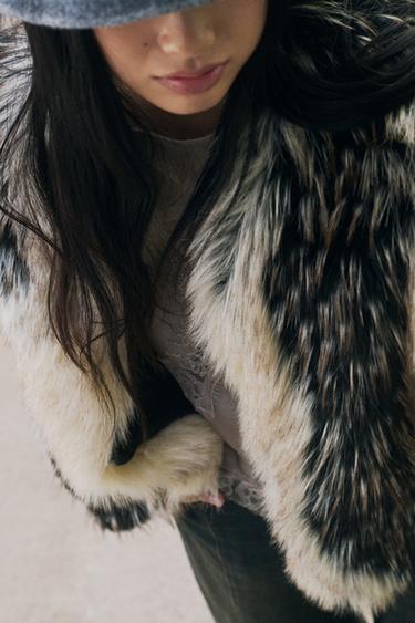 SHORT FAUX FUR COAT ZW COLLECTION - Multicoloured by Zara