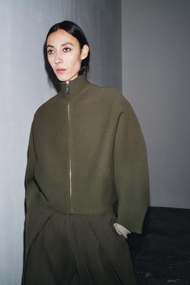 BLOUSON EN MAILLE ZIPPÉ - Kaki foncé de Zara - Image 4