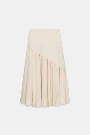 VOLUME SCARF MIDI SKIRT - Ecru by Zara - Image 4
