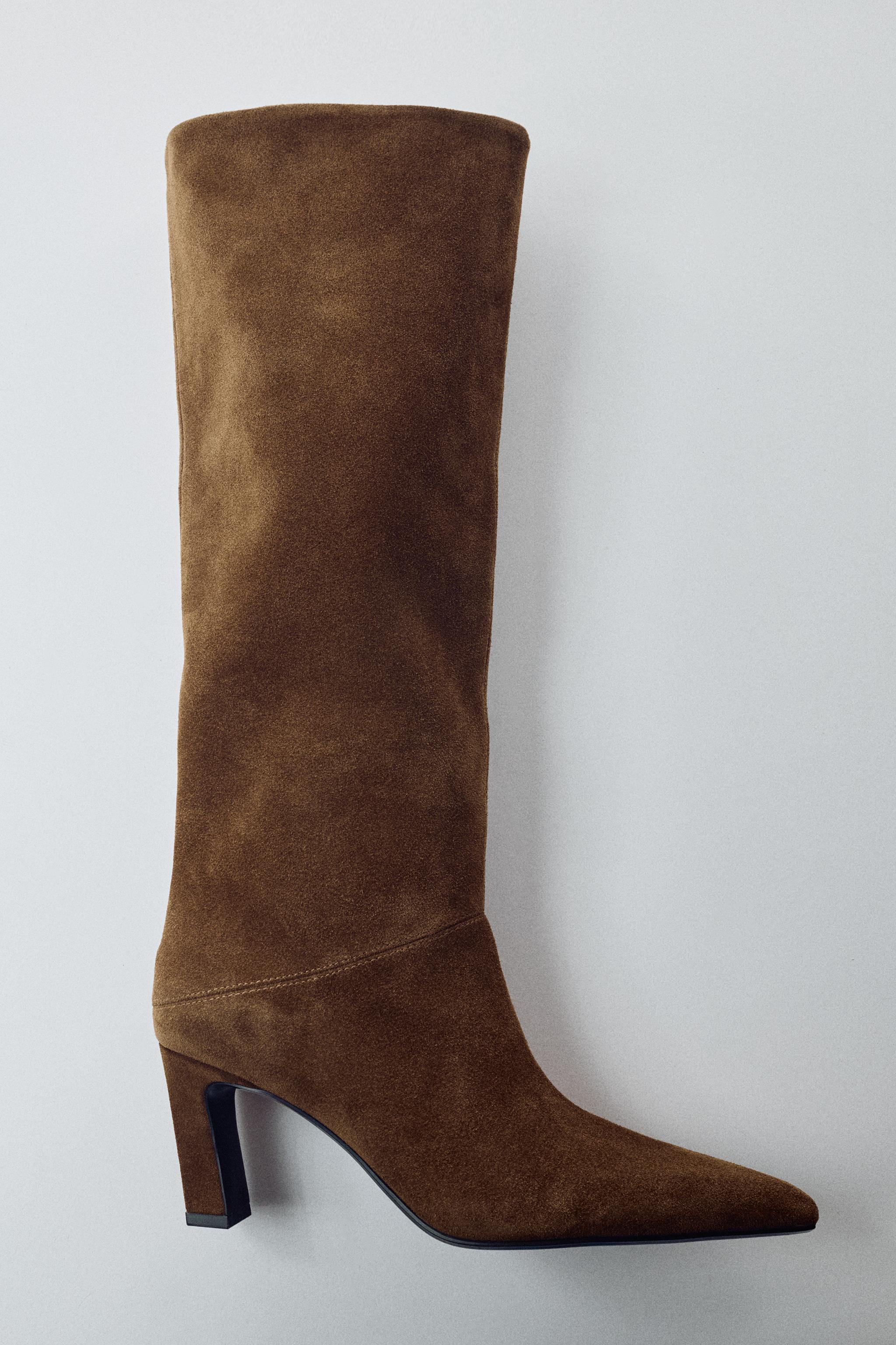 SPLIT SUEDE KNEE-HIGH BOOTS