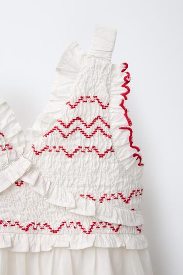 ROBE BRODERIES PASTÈQUES - Écru / Rouge de Zara - Image 2