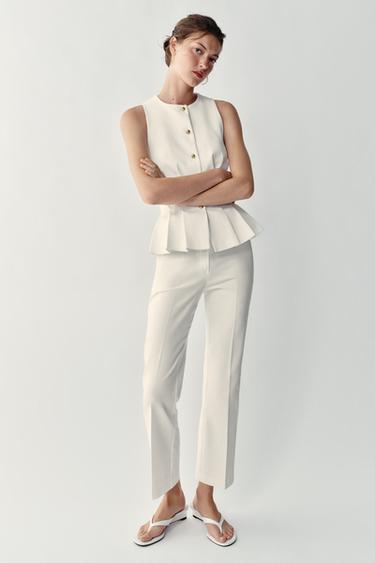 MINI FLARE TROUSERS - White by Zara - Image 0