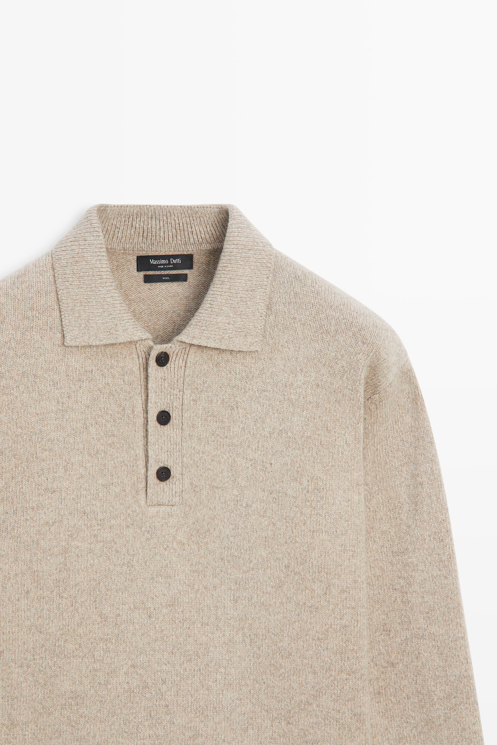 100% wool knit polo sweater