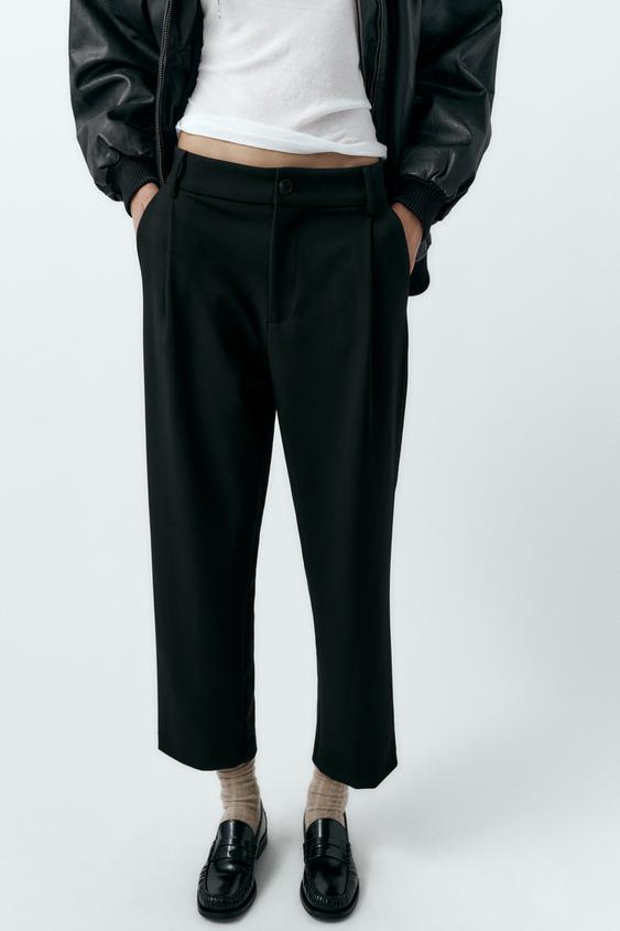 ZARA WOMAN NWT CUFFED TROUSER PANTS WITH TURN-UP HEMS Brown 2232/645 Extra  Small
