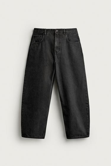 WIDE-LEG TAPERED JEANS - Black by Zara