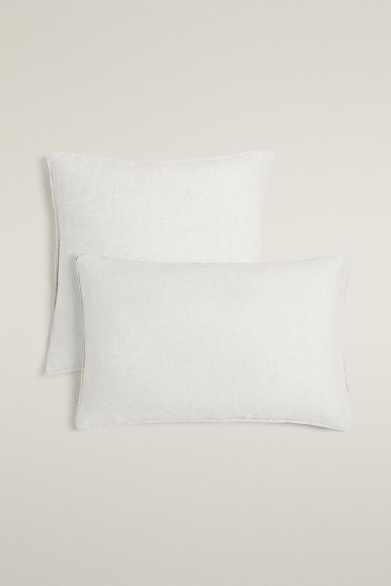 WASHED LINEN PILLOWCASE (160 GxM²) - White by Zara - Image 0