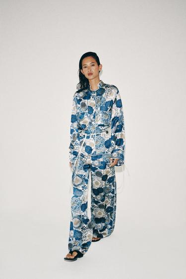Zara ZW COLLECTION FLORAL SHIRT - Blue - Image 0