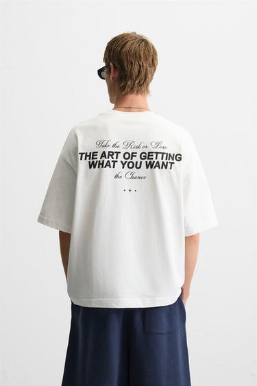 SLOGAN PRINT T-SHIRT - Oyster-white by Zara