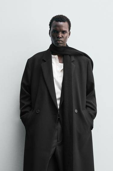 MANTEAU À BOUTONNAGE CROISÉ COUPE DÉCONTRACTÉE - Noir de Zara - Image 1