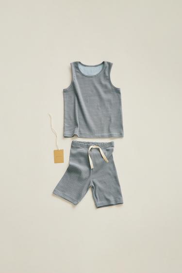 КОМПЛЕКТ В РУБЧИК В ПОЛОСКУ — TIMELESZ — ГОЛУБОЙ от Zara — изображение 0