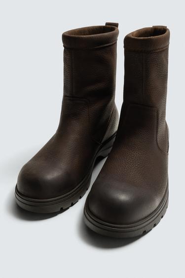 CHUNKY LEATHER BOOTS - Brown by Zara - Image 4