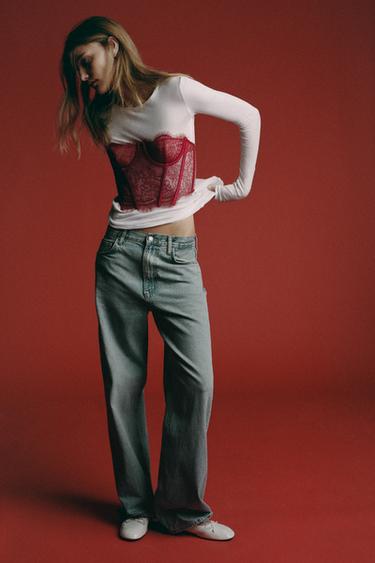 LACE UNDERWIRE CORSET - Red by Zara