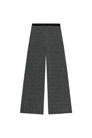 PANTALON BOUCLÉ À RAYURES - Noir / Écru de Zara