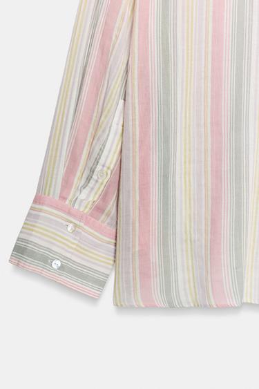 CHEMISE OVERSIZE EN GAZE À RAYURES ET POCHE - unique de Zara - Image 5