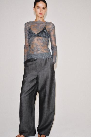 TOP DENTELLE ZW COLLECTION - Gris de Zara - Image 3
