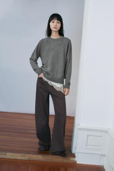 100% EXTRA-SOFT WOOL JUMPER WITH LONG SLEEVES - Dark grey by Zara