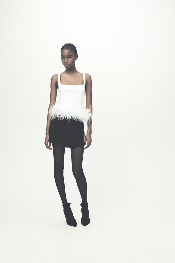 STRETCHY FEATHER TOP - White | ZARA United States