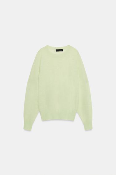 JERSEY PUNTO EXTRAFINO CON LANA - Verde pastel de Zara