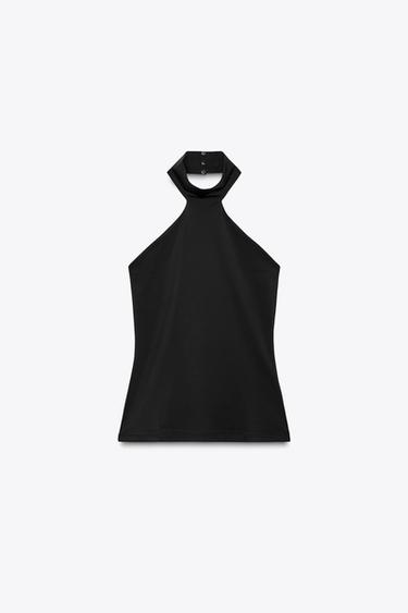 TOP HALTER POLIAMIDA - Negro de Zara
