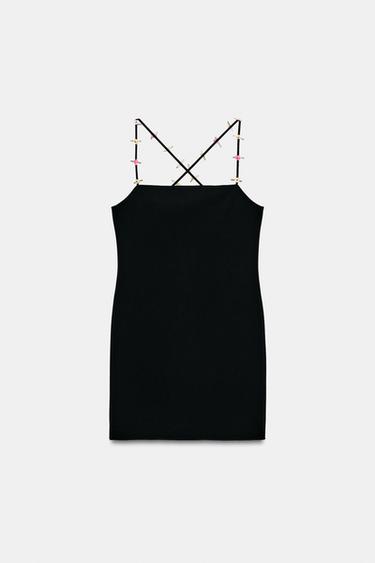 STRETCH STRAPPY FLORAL DRESS - Black by Zara - Image 5