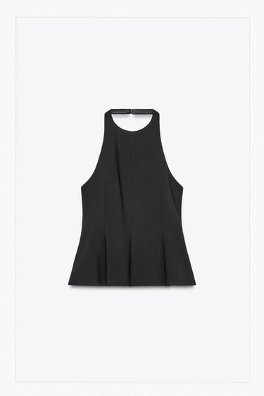 TOP ELÁSTICO PEPLUM - Negro de Zara