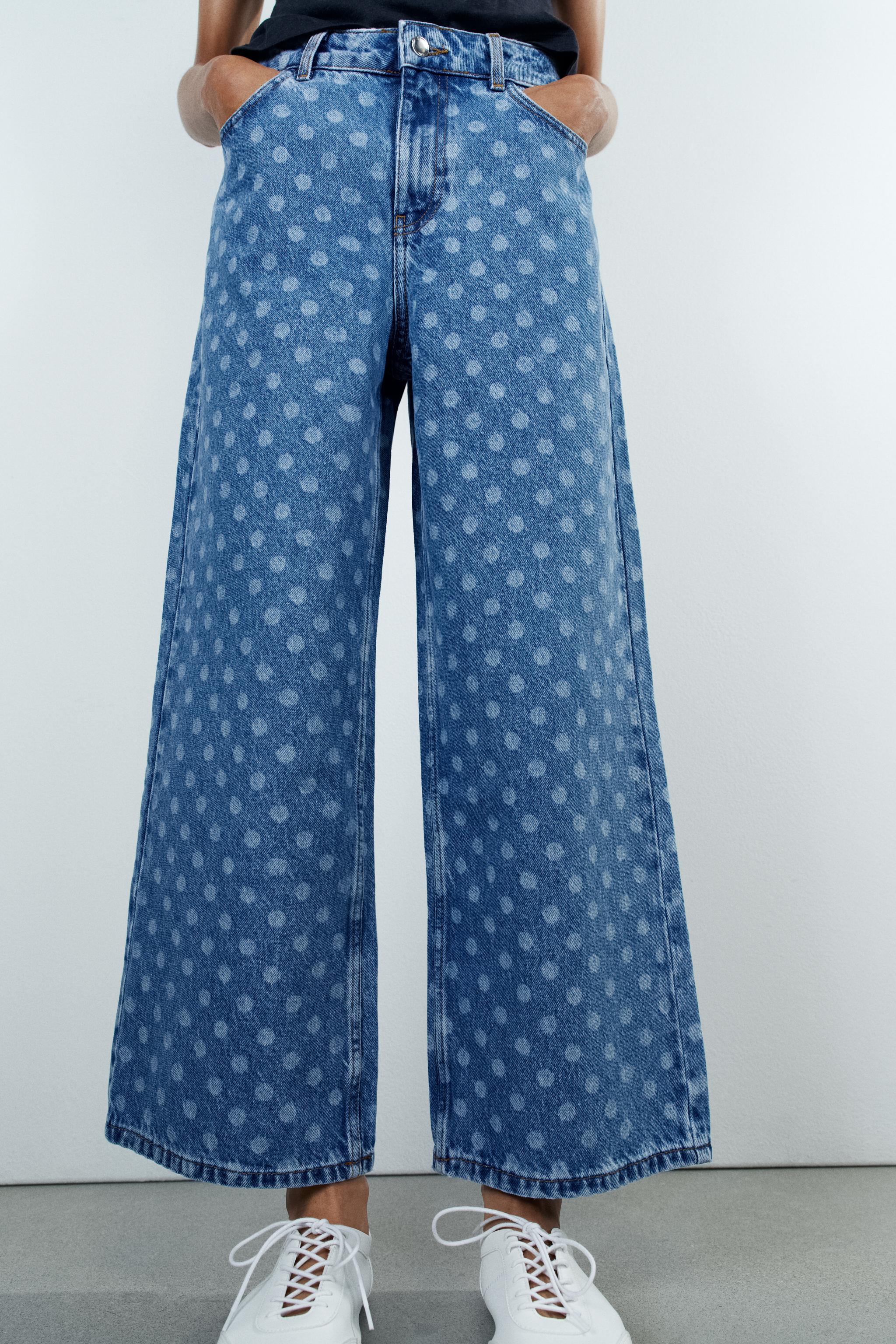 Z1975 HIGH RISE POLKA DOT CULOTTE JEANS — Mid-blue