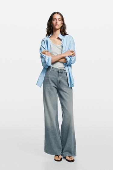 Zara Mid-waist wide-leg jeans - Aquamarine - Image 0