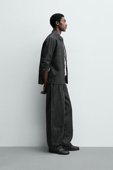 BARREL FIT DENIM CHINOS - Grey by Zara - Image 3