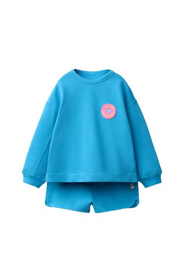 COMPLETO FELPA E BERMUDA CON TOPPA GOMMATA - Blu chiaro di Zara