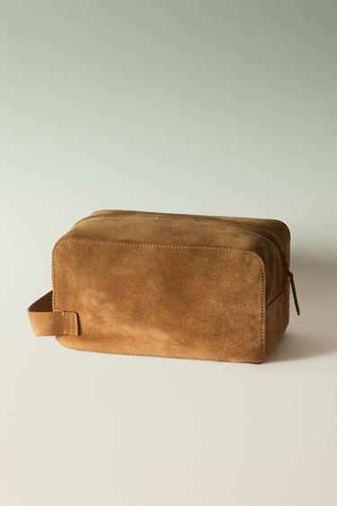 SPLIT LEATHER WASH BAG - Brown by Zara - Image 0