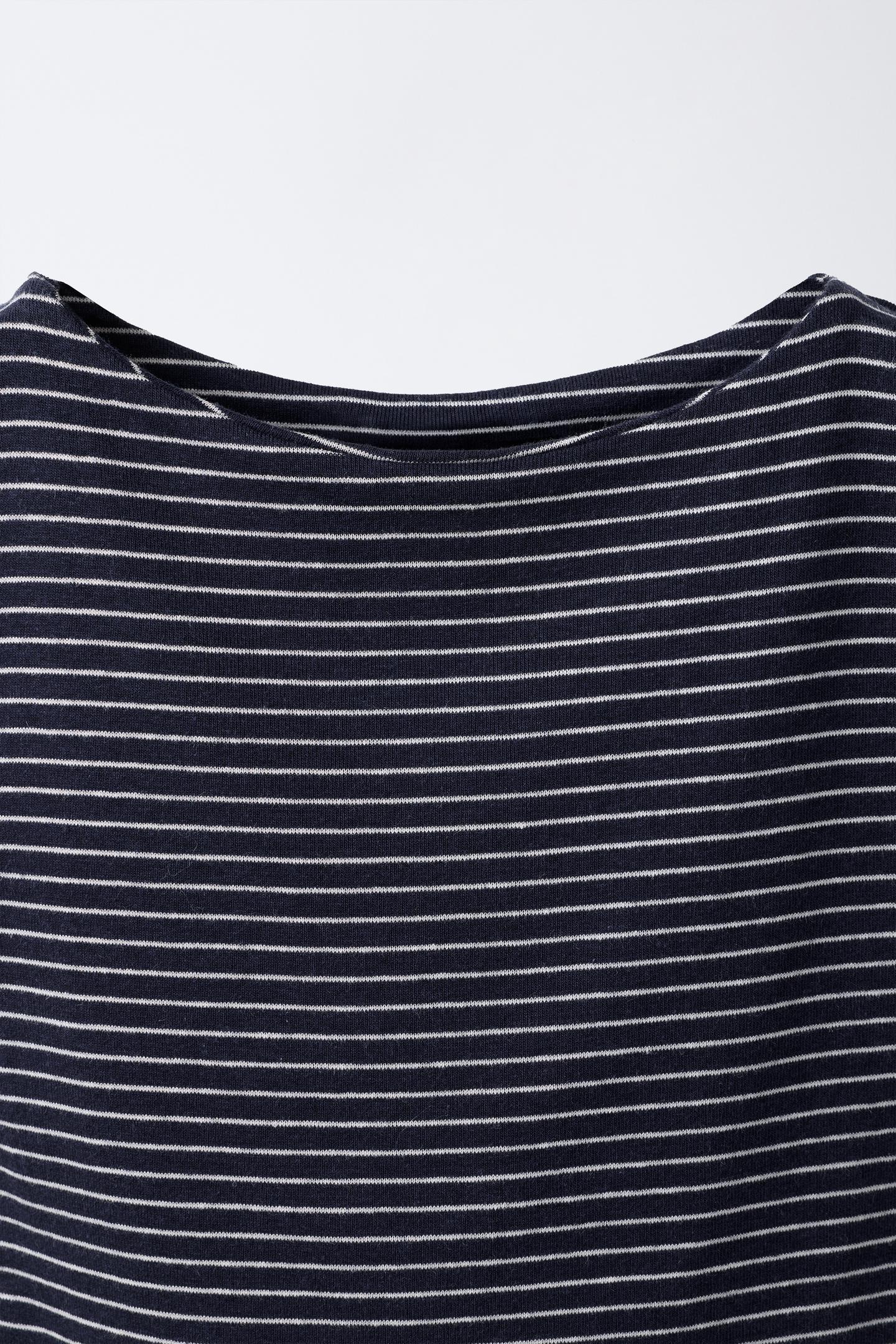 Детская футболка Zara Cotton-Modal Striped, цвет: Тёмно-синий — фото 3