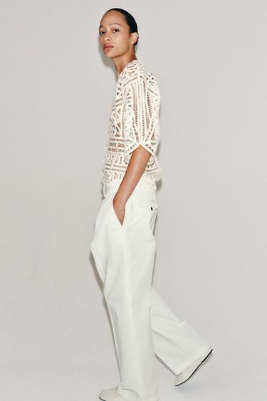 ZW COLLECTION CROCHET TOP - Ecru by Zara - Image 2