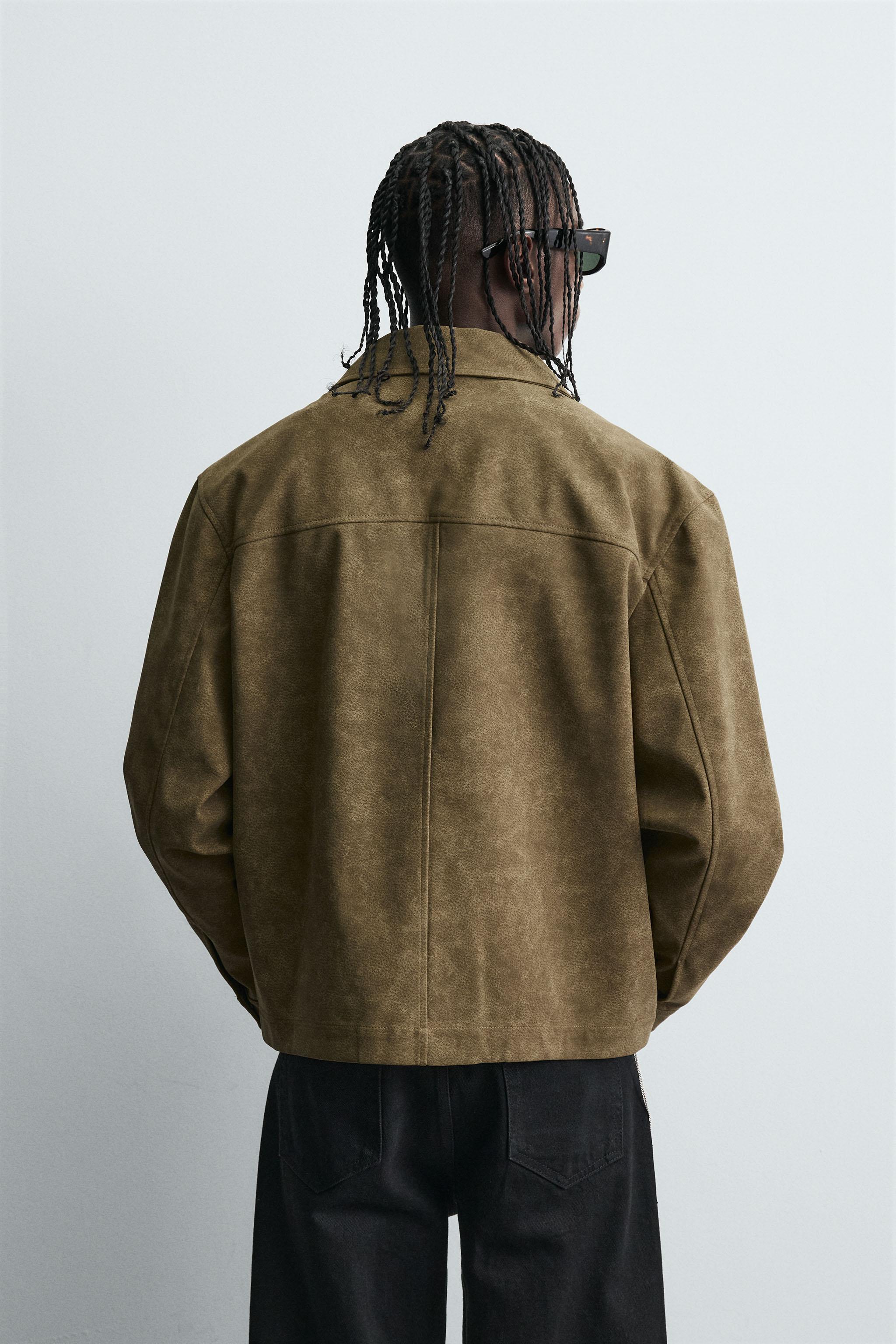 FAUX SUEDE BOXY FIT OVERSHIRT