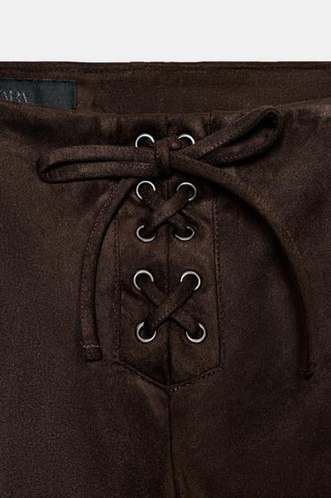 PANTALON FLARE AVEC NŒUD - Marron de Zara - Image 7