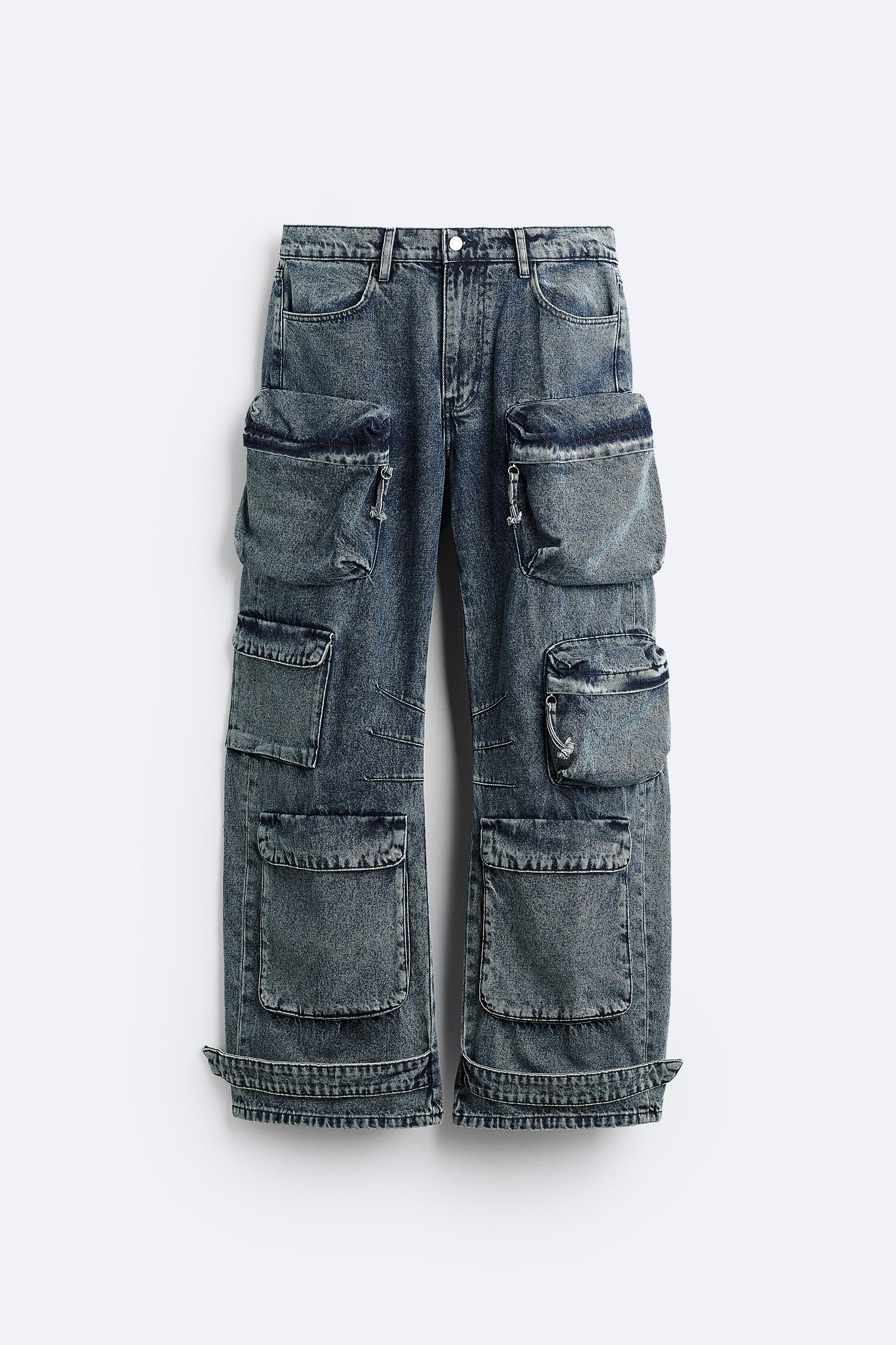 UTILITY JEANS WITH POCKETS - Mid-blue