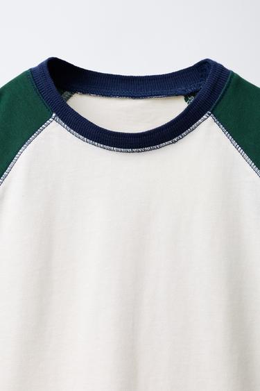 T-SHIRT À MANCHES RAGLAN - Vert de Zara - Image 2
