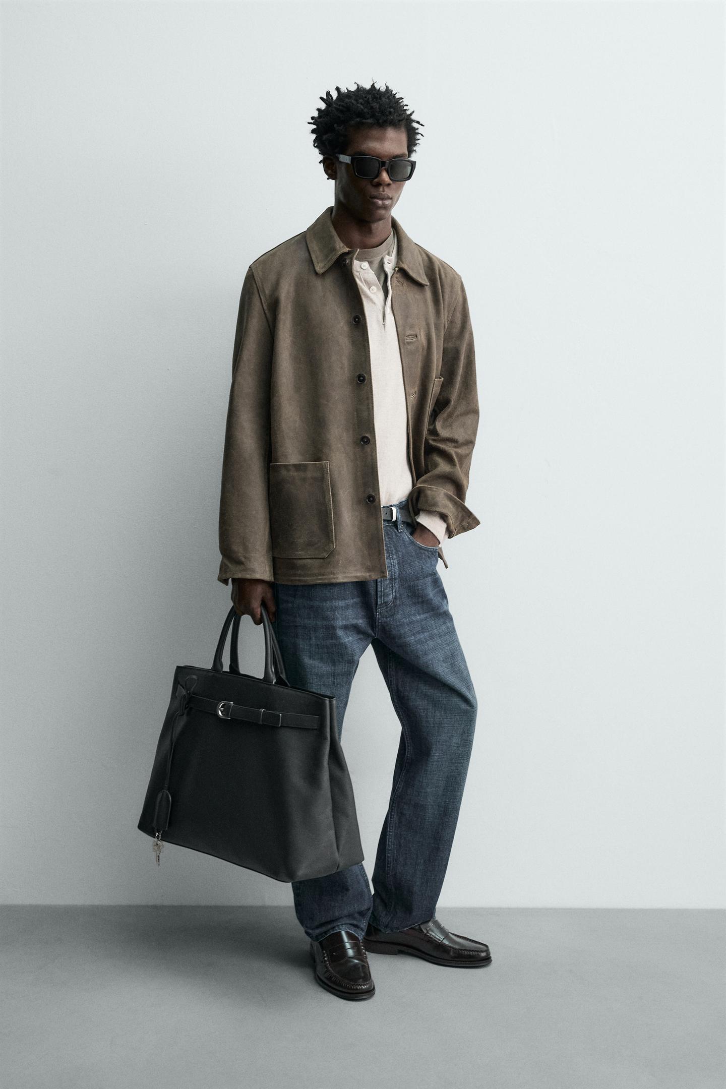 Мужская сумка Zara Leather Belt Handbag, цвет: Чёрный — фото 2