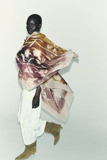 FLORAL PRINT SCARF - Ecru by Zara - Image 1