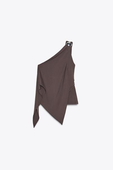 TOP EN CRÊPE ASYMÉTRIQUE - Marron de Zara - Image 5