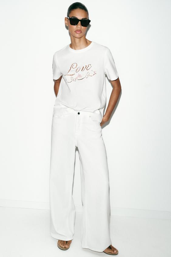 EMBROIDERED TEXT T-SHIRT